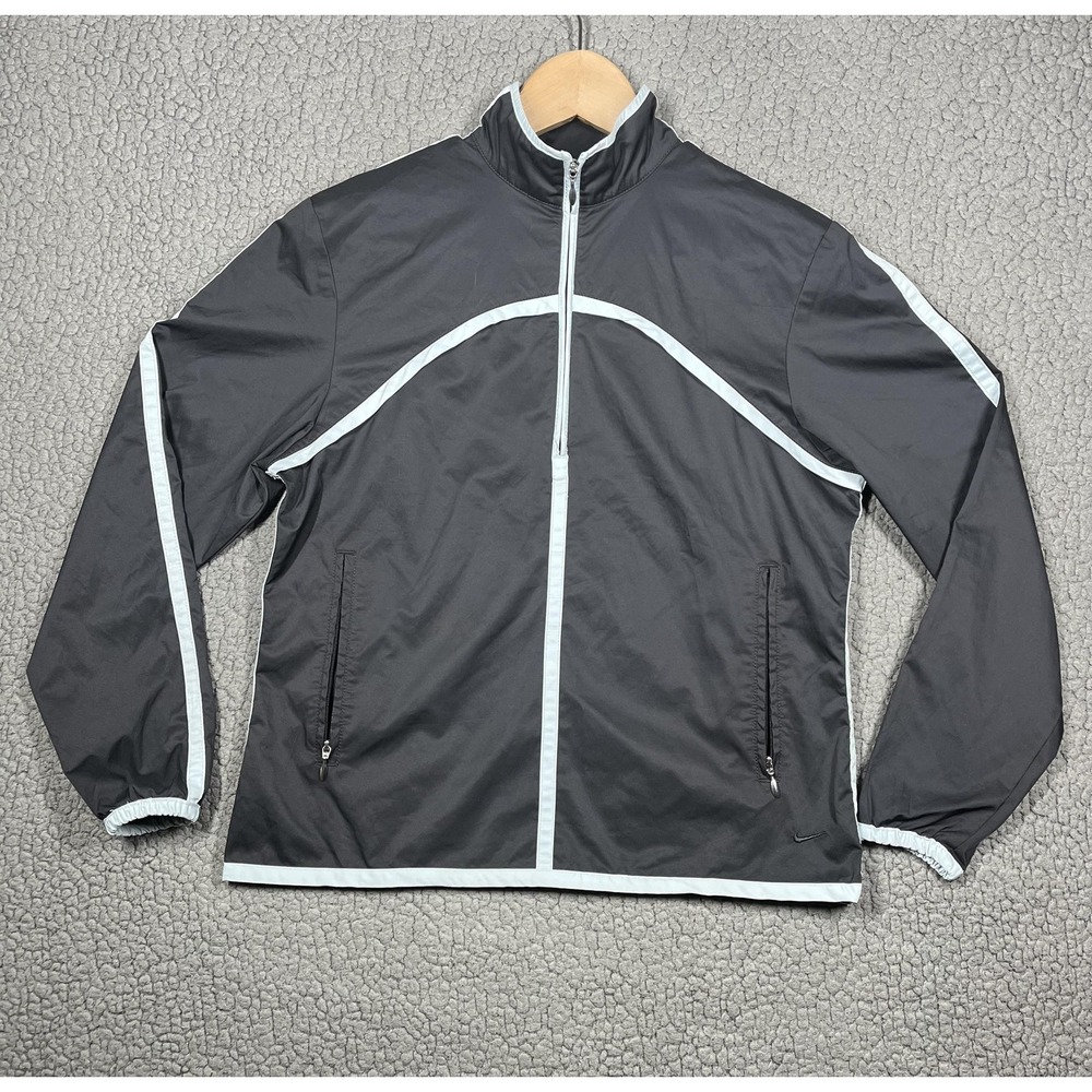 Nike Golf Jacket Womens Extra Small Black Gray Half Zip‎ Windbreaker Reflective